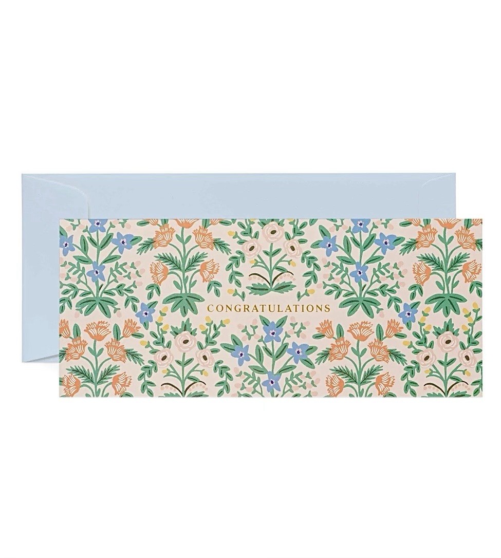 RIFLE PAPER CO Congratulations Pastel Floral No. 10 Blank Card w/ Envelope NEW