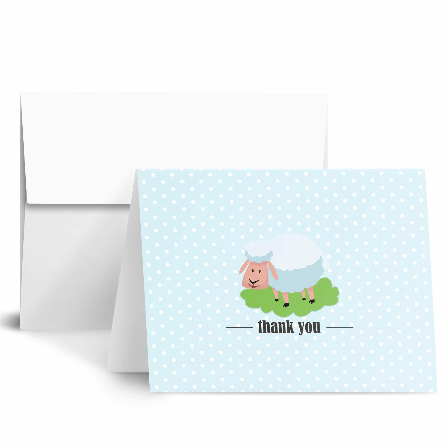 Lovely Animal “Thank You” Greeting Cards and Envelopes – A2 Size – 25 Per Pack