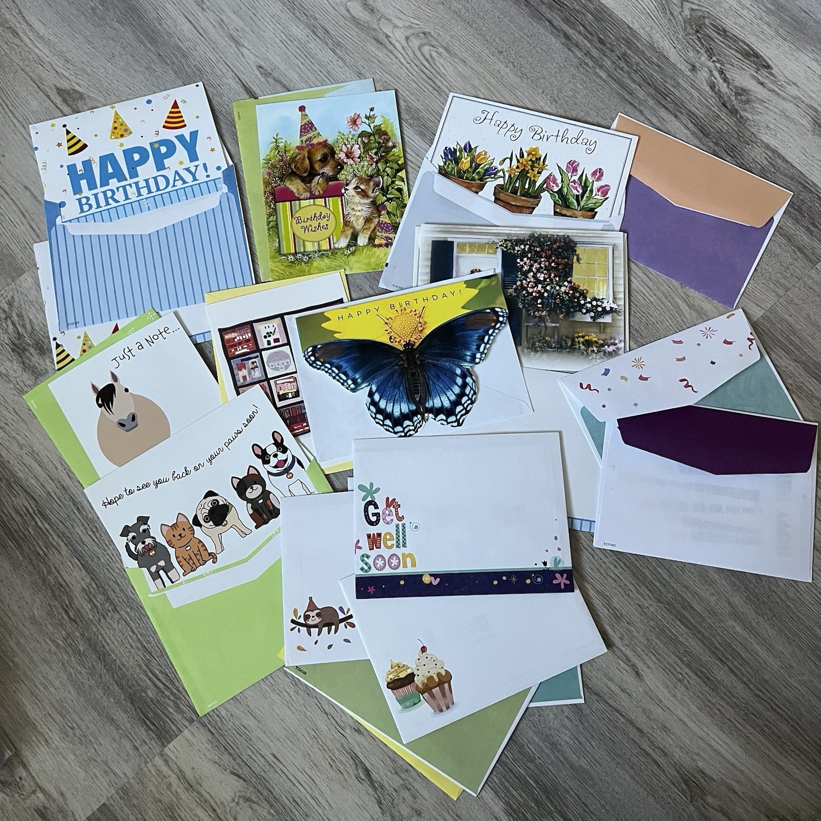 Lot Of 20 Mixed Brands Birthday Well Wishes Other Greeting Cards Envelopes (076)