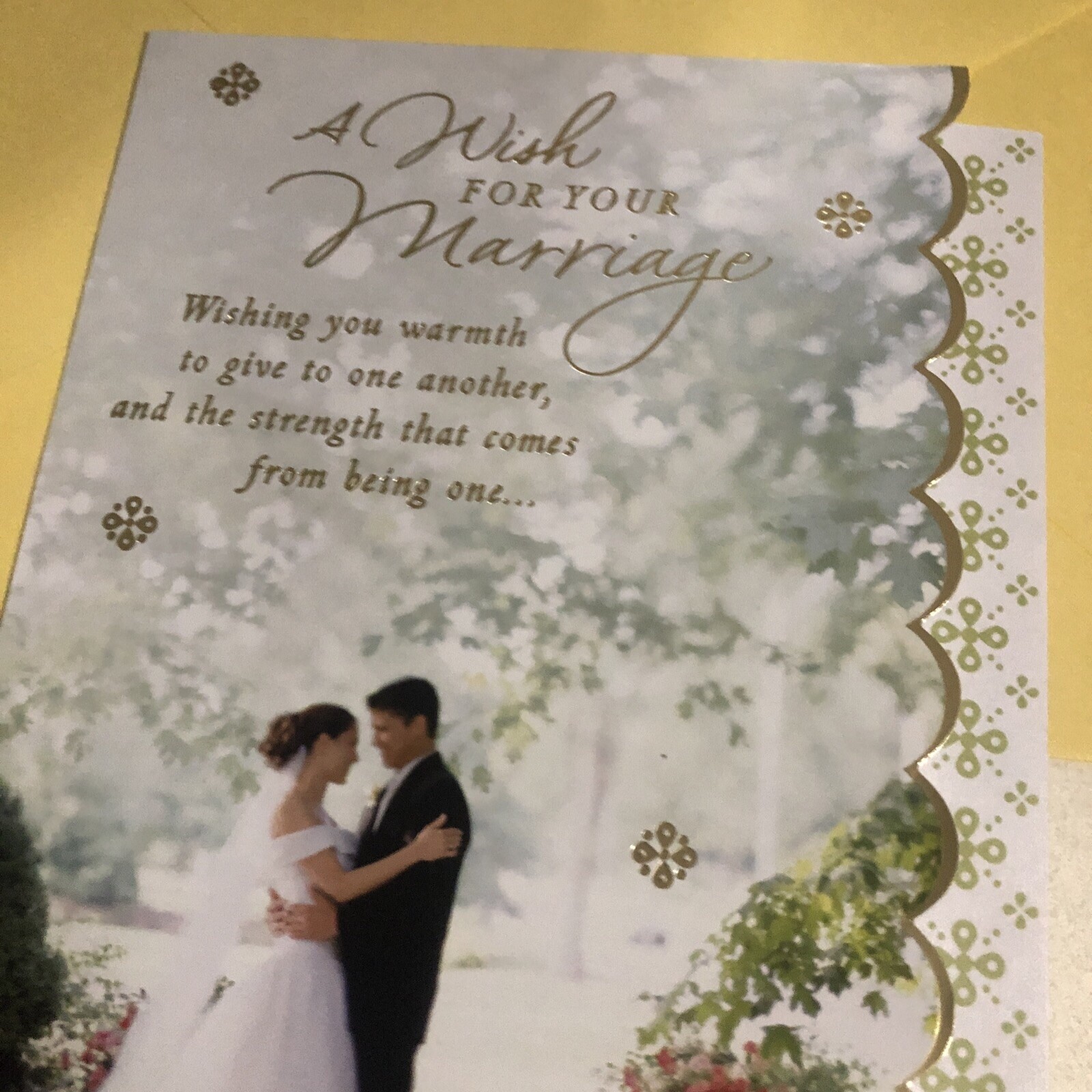 Wedding A Wish For Your Marriage Beautiful 5.5”x8” Large Hallmark Greeting Card