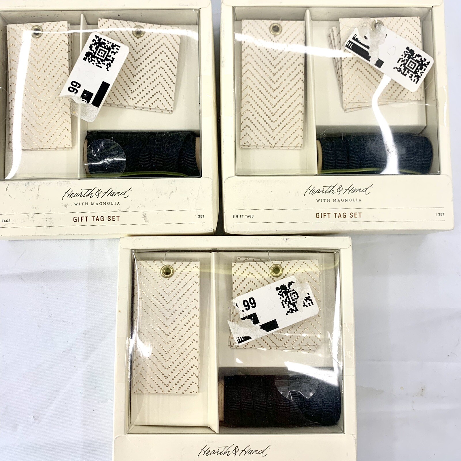 Hearth & Hand Magnolia Gift Card Tags 3 Sets, 8ct Each Gold Chevron Black Ribbon