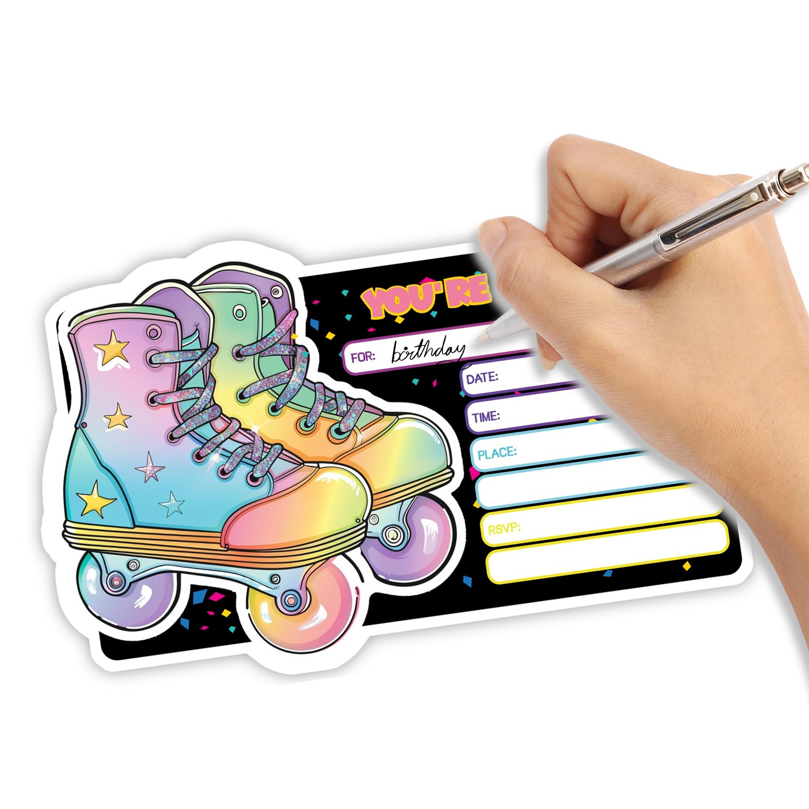 Roller Skating Party Invitation Cards Rink Skate Invites 30 Cards Envelopes