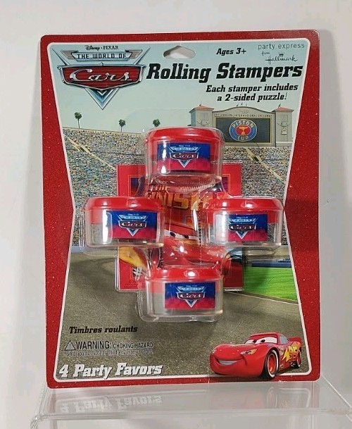 Party Express by Hallmark The World Of Disney Cars Rolling Stampers 4 Pack NEW