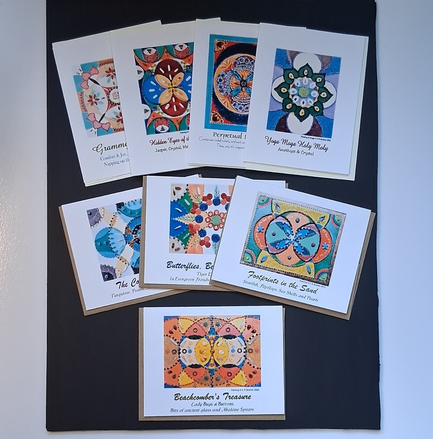 Art of C R Strahan “Bling Art” Series Note Cards, Boxed Set Of 8, Blank Inside