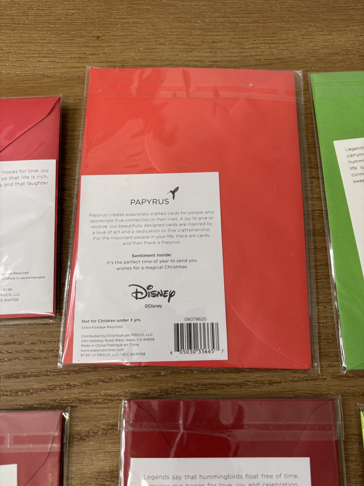 Lot of 7 PAPYRUS Christmas Cards Assorted w/DISNEY Glitter Foil Envelopes NEW