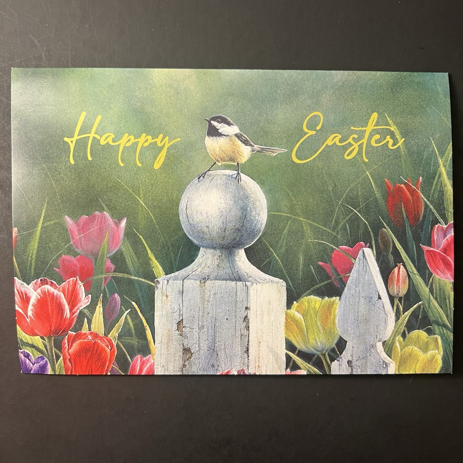 Chickadee EASTER Card Beautiful Full Color Interior! BOOKMARK/Env/Tag/Seal/Stamp
