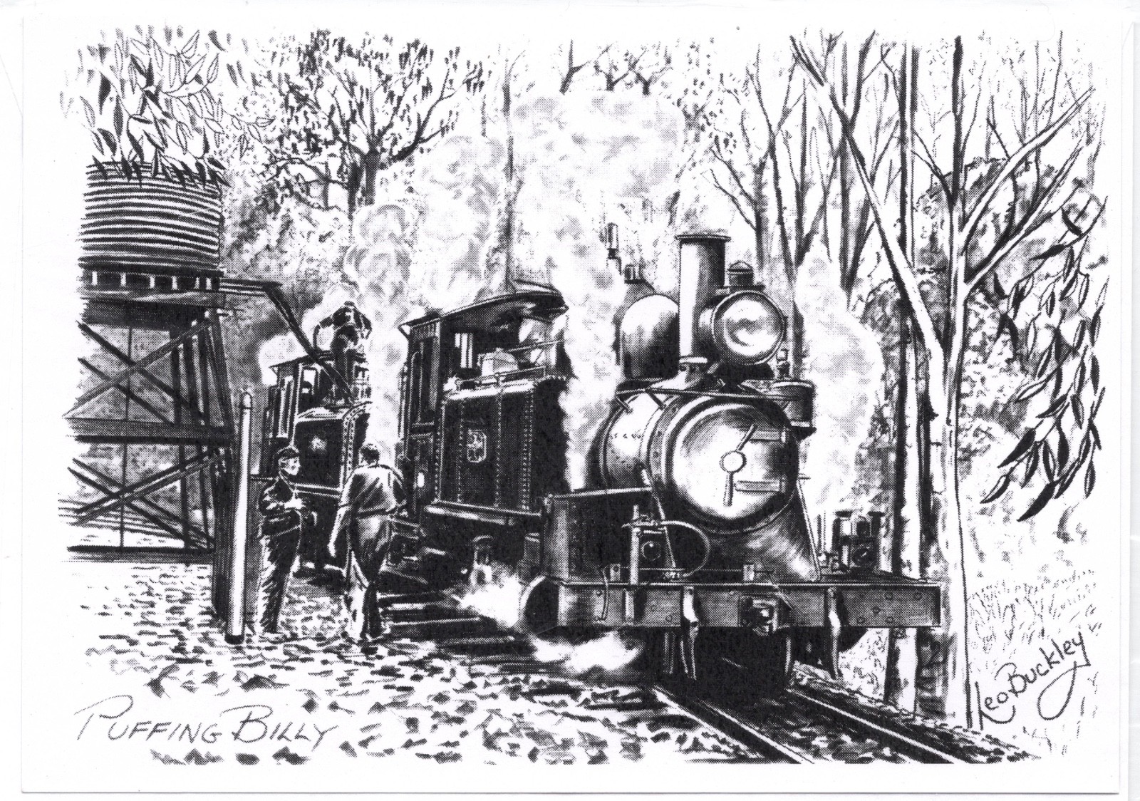 Australian – Belgrave ~ Puffing Billy Railway Scene Greeting Card by Leo Buckley