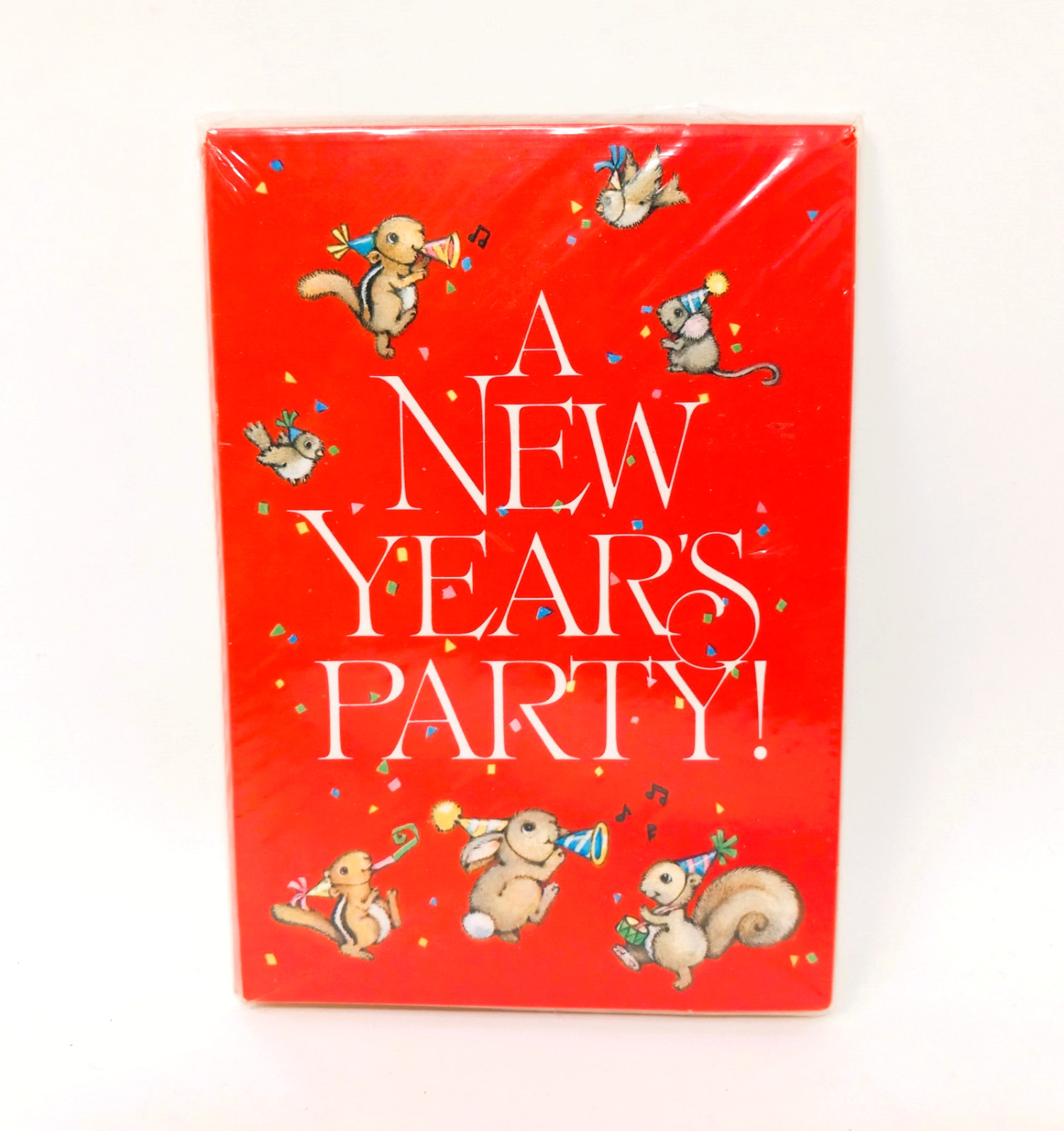 Pack of 8 Vintage Gibson New Year’s Party Invitations Colorful Animals