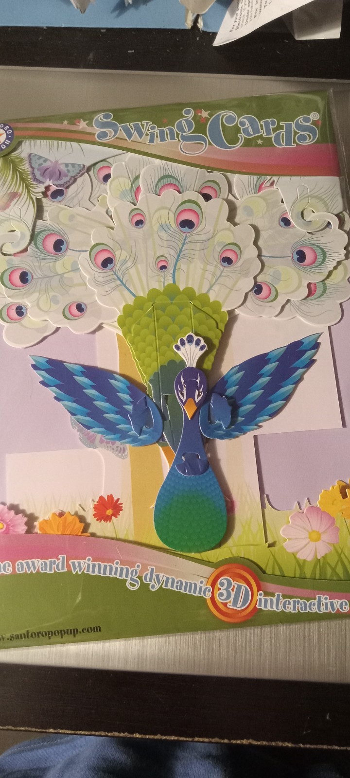 Santoro London 3D Swing Card, New/Sealed Peacock Theme, space for message! NEW!!