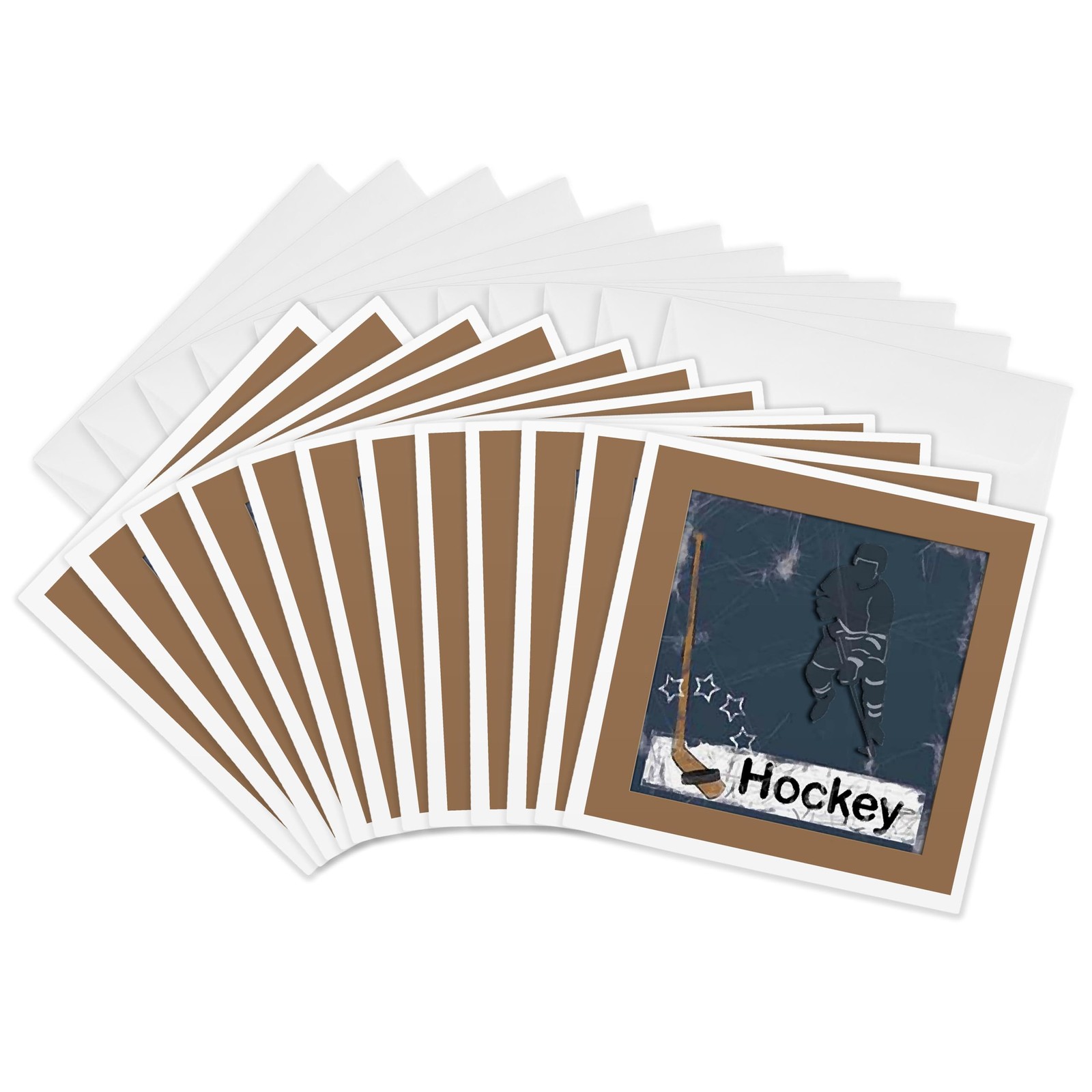 3dRose Hockey Player – Greeting Cards, 6 x 6 inches, set of 12 (gc_16310_2)
