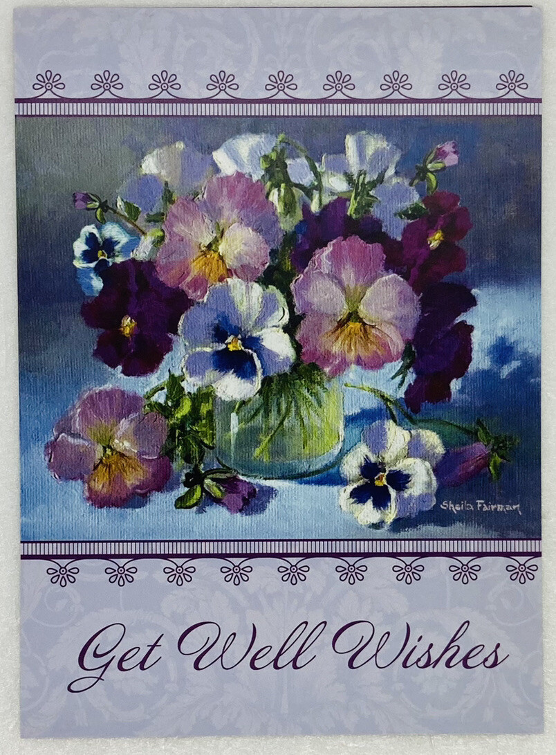 Get Well Wishes Card Blossom Flowers In Mason Jar Painted Art Sheila Fairman P3