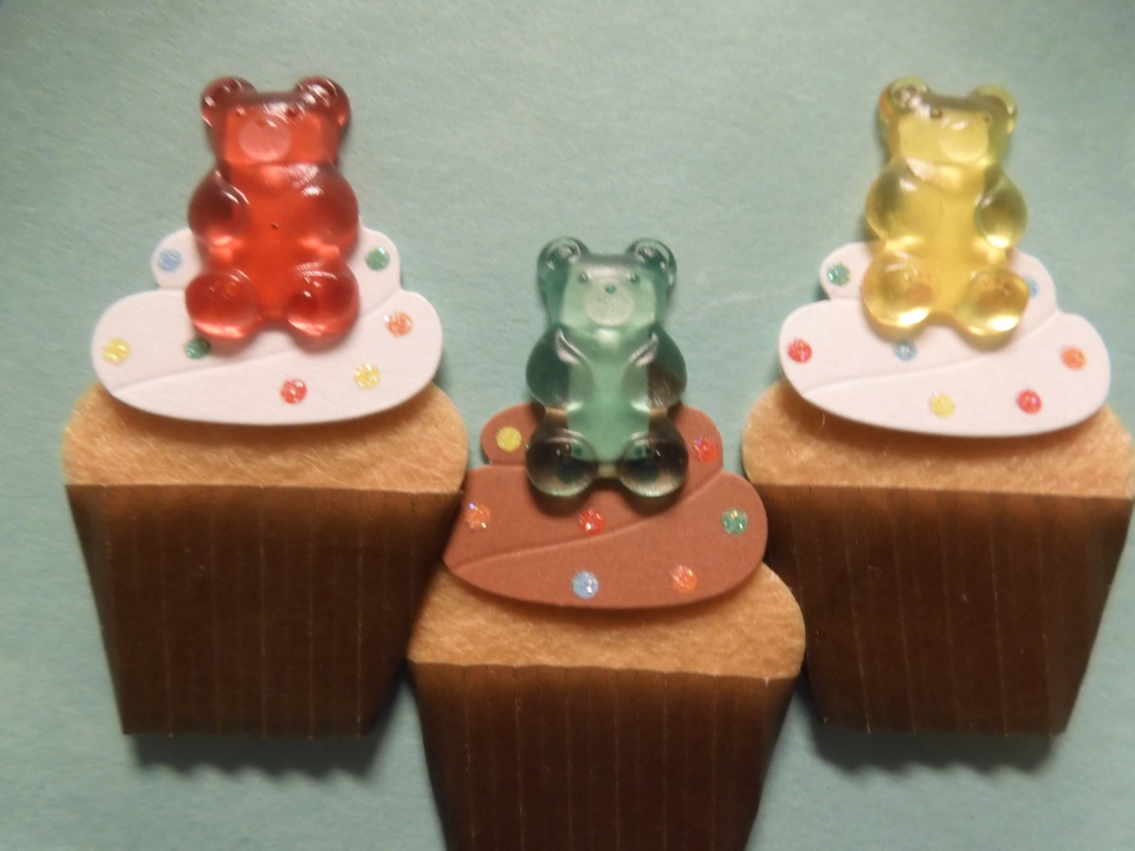 2 Cards Niquea.D High Quality Birthday Cards Gummy Bear Let There Be Cupcakes