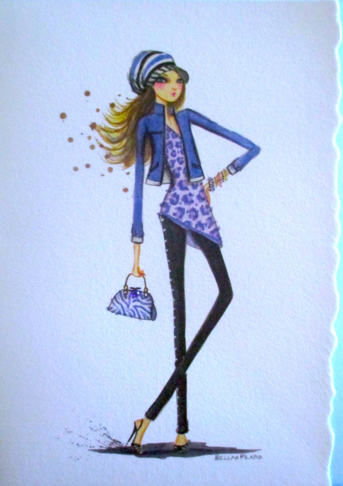 Papyrus Bella Pilar Gemmed Animal Print Fashion Blank Notecard Greeting Card