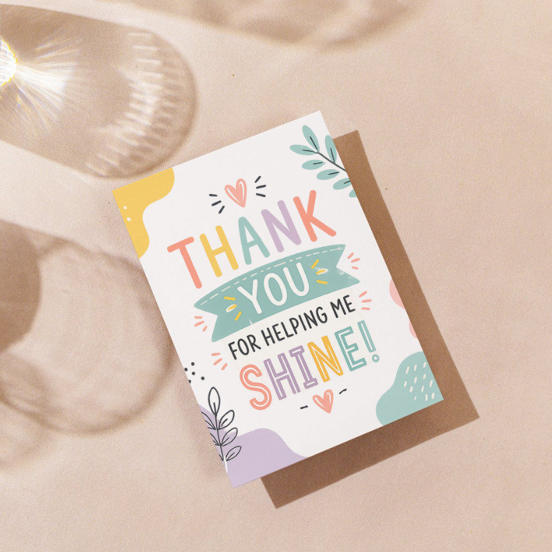 Teacher Thank You Card Sunshine Appreciation Greeting Card End of School Year