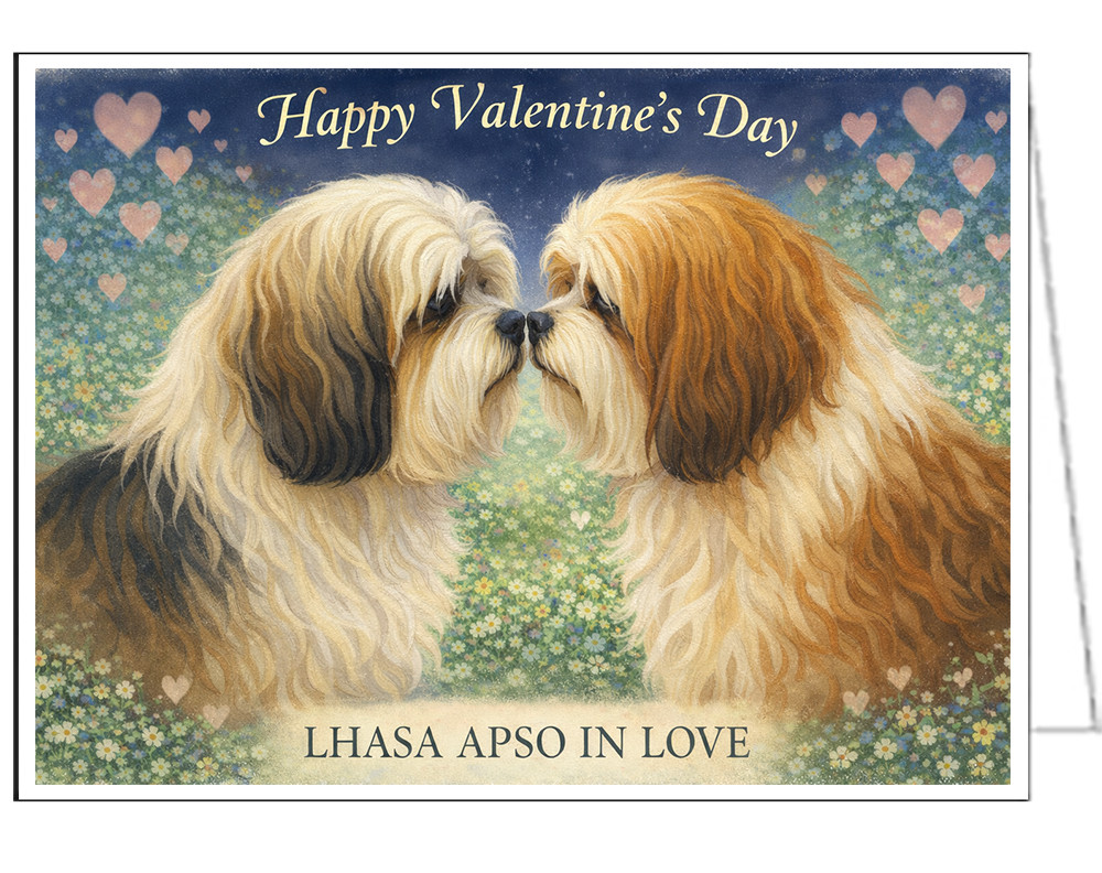 Lhasa Apso In Love – Single Valentine Card
