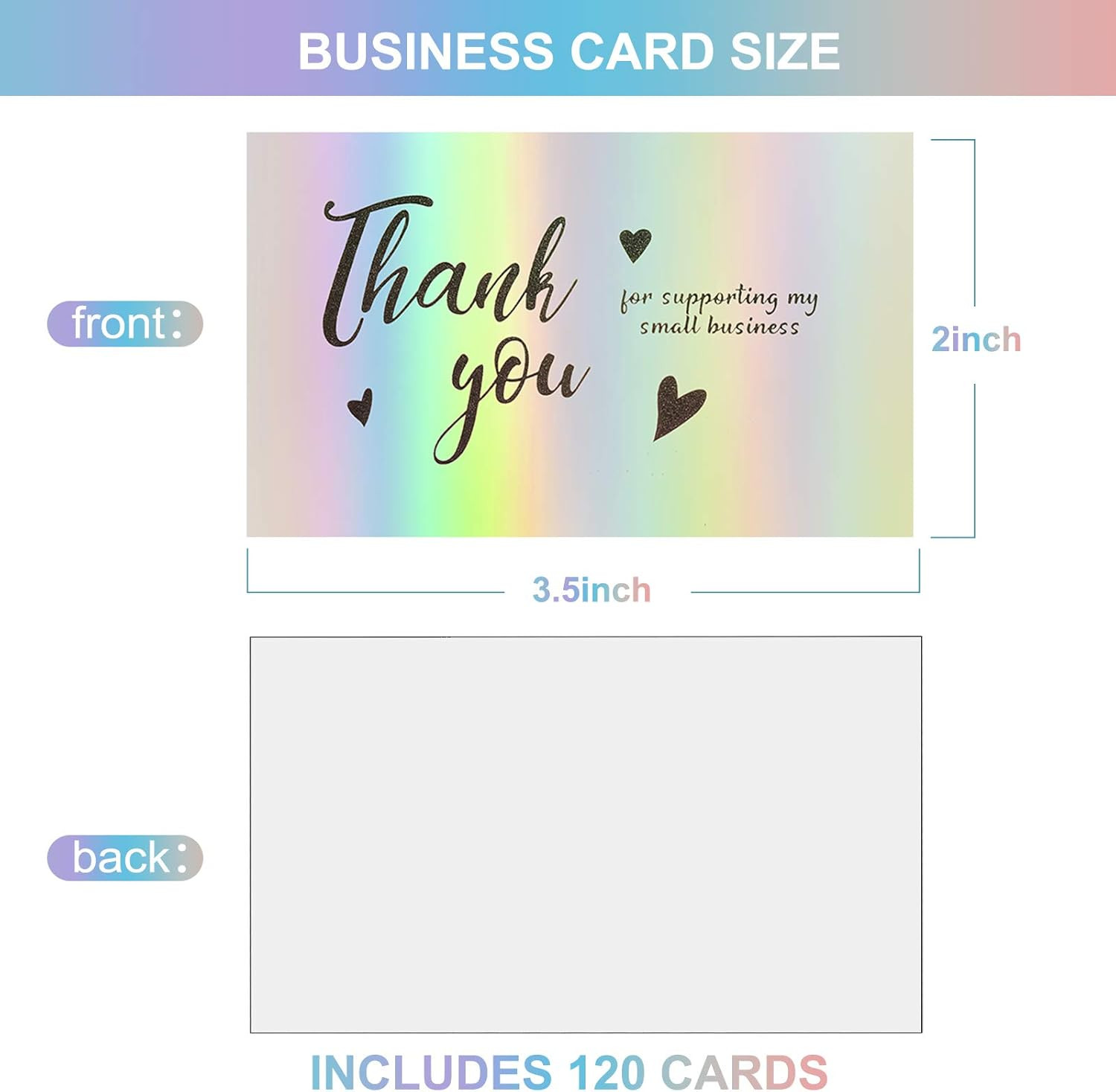 120Pcs Thank You Cards Small Business, Mini 6 Styles Thank You for Supporting Ca