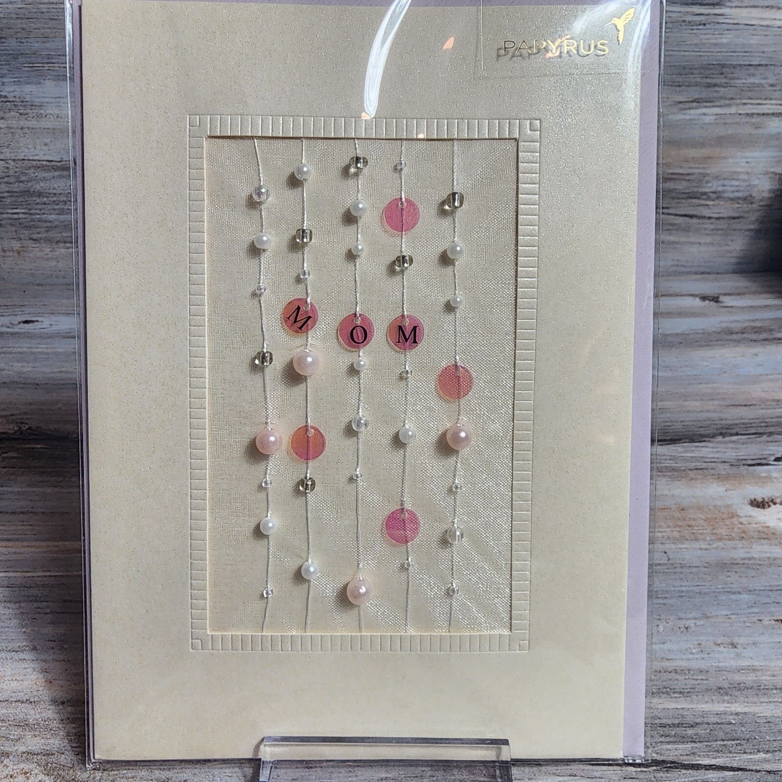 PAPYRUS Mothers Day Cards Embellished, Beaded Mom Bracelet, Emma C 3D New