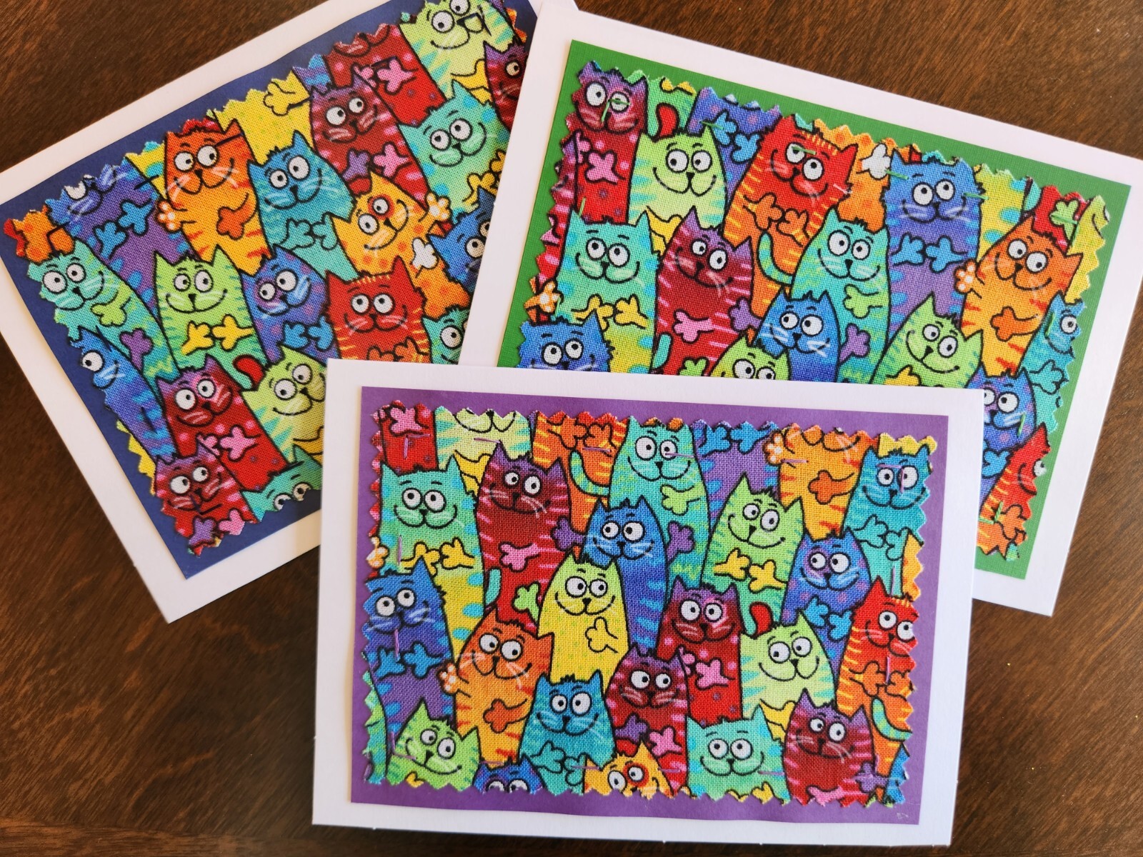 Handmade Cat Birthday or Blank card for someone who loves Cats, bright, cheery