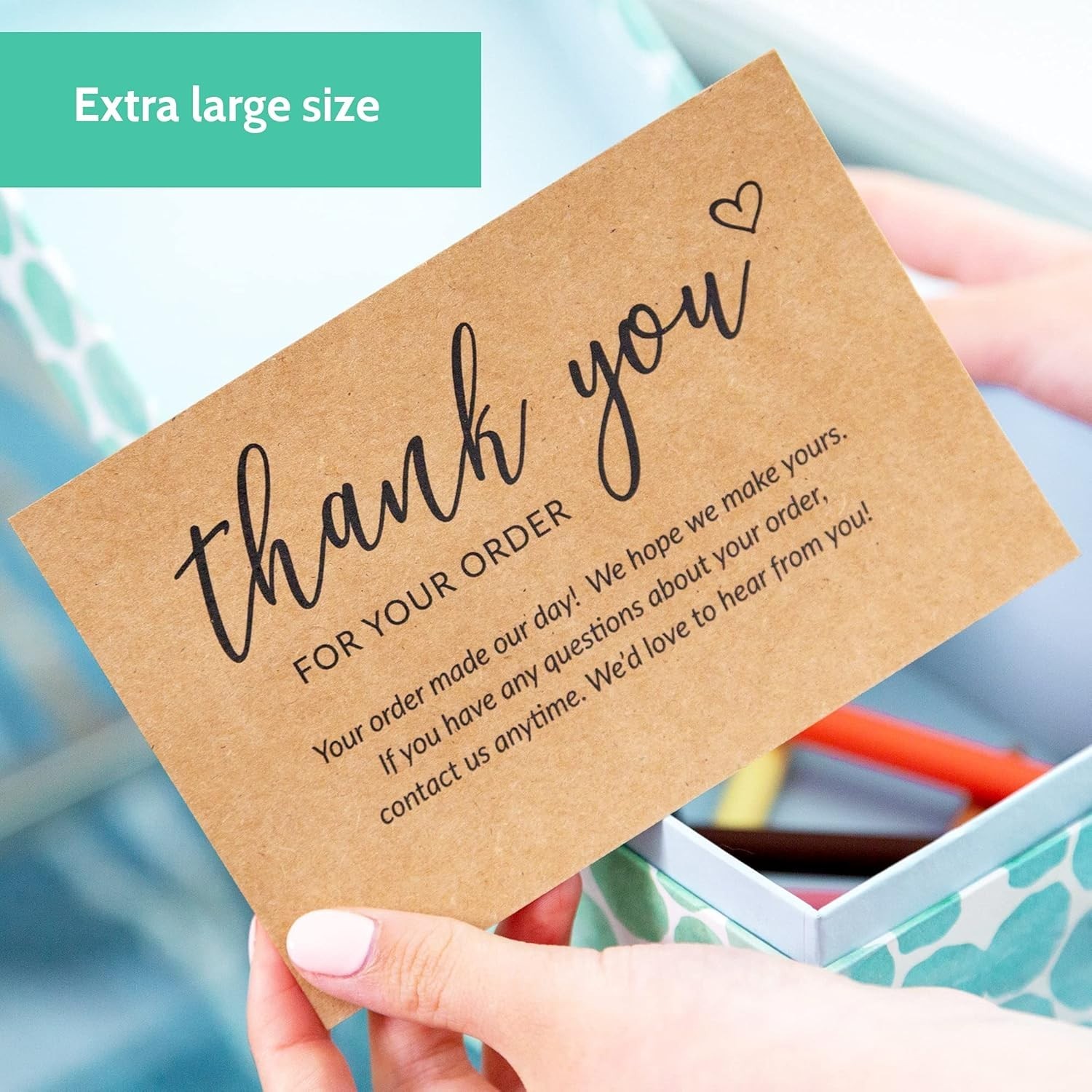 Elegant 50 Count Bulk Thank You Cards – 4×6 Kraft Cards for Professional Appeal