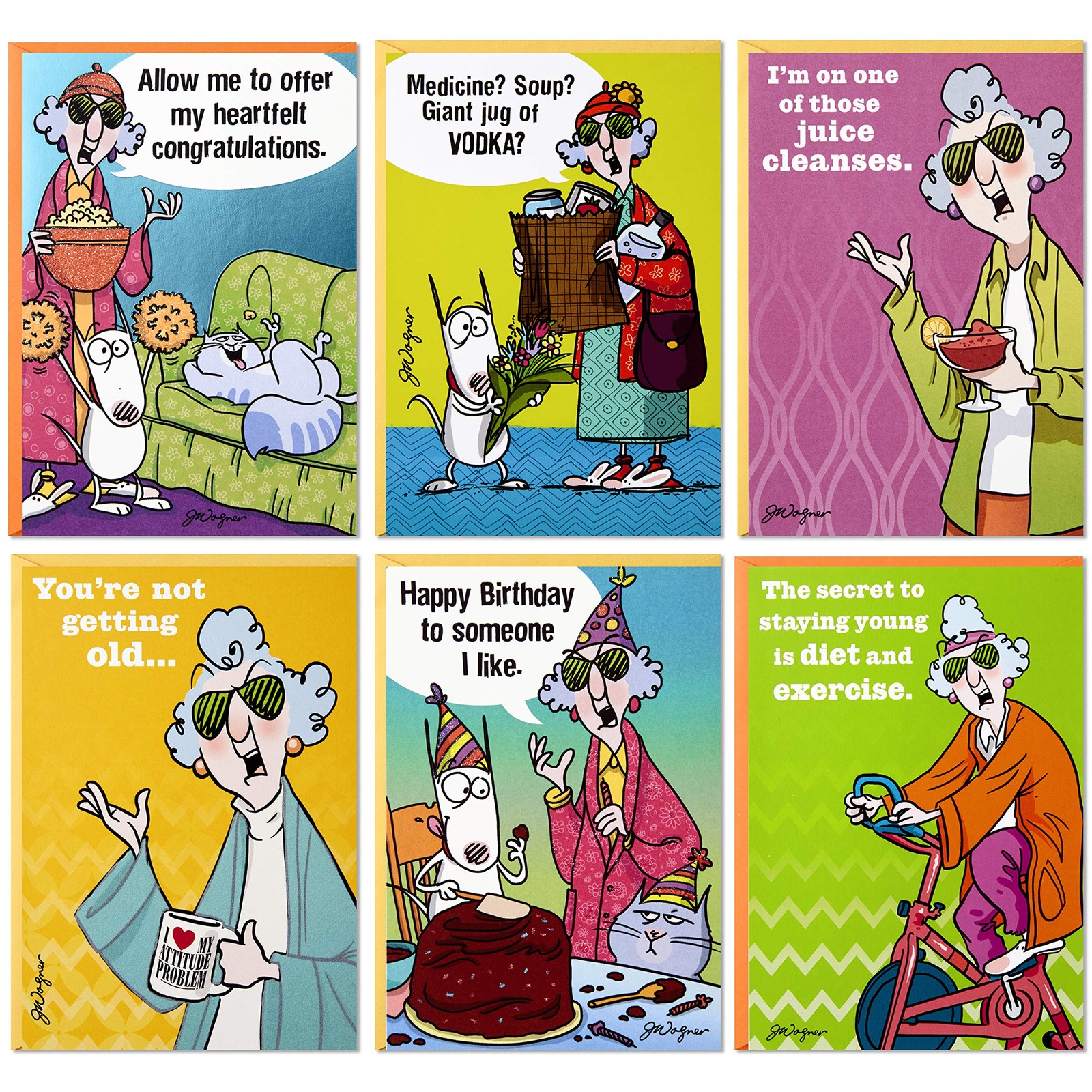Shoebox Card set set Maxine Theme assorted colors art stationery
