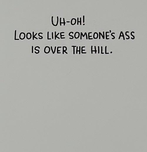 OVER THE HILL BIRTHDAY CARD / ADULT HUMOR / FUNNY- DONKEY- ASS / NEW W/ENV