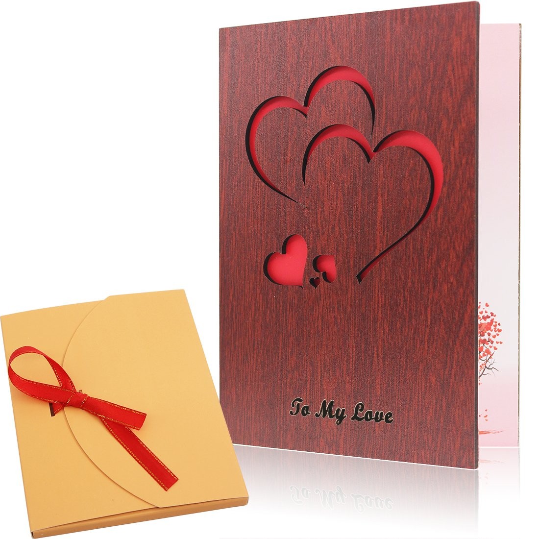 Handmade Walnut Wood Love Greeting Card with Unique Gift Card Box The Best Va…