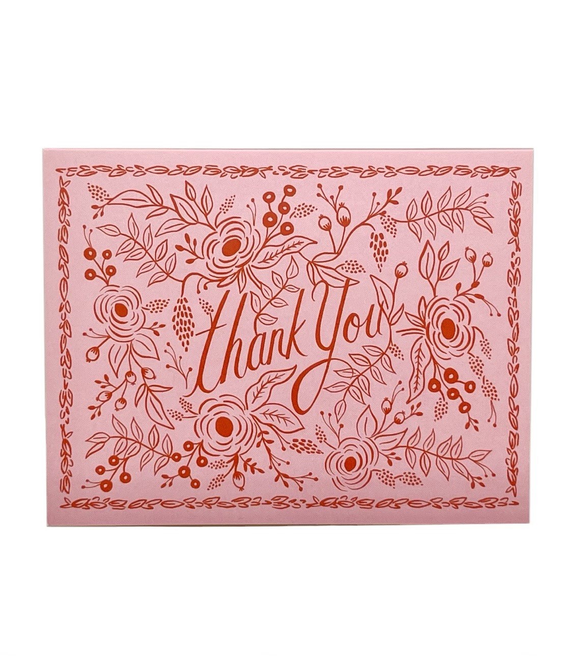 RIFLE PAPER CO Pink Floral Thank You Card Blank Card w/ Envelope, A2 Size NEW