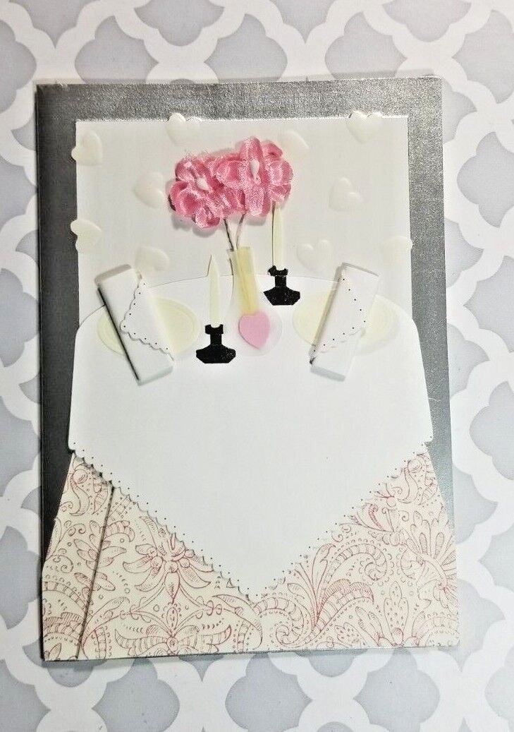 General Blank Greeting Card Anyone Any Occasion Metallic 3-D Floral Design