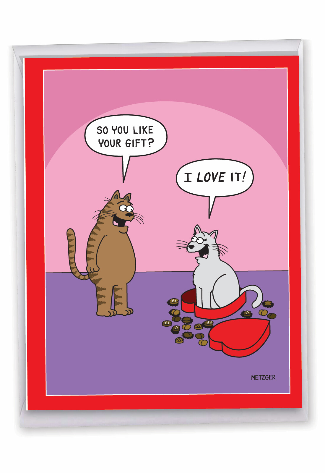 Funny Valentine’s Day Card (8.5 x 11 Inch) – Cat In Candy J3171VDG