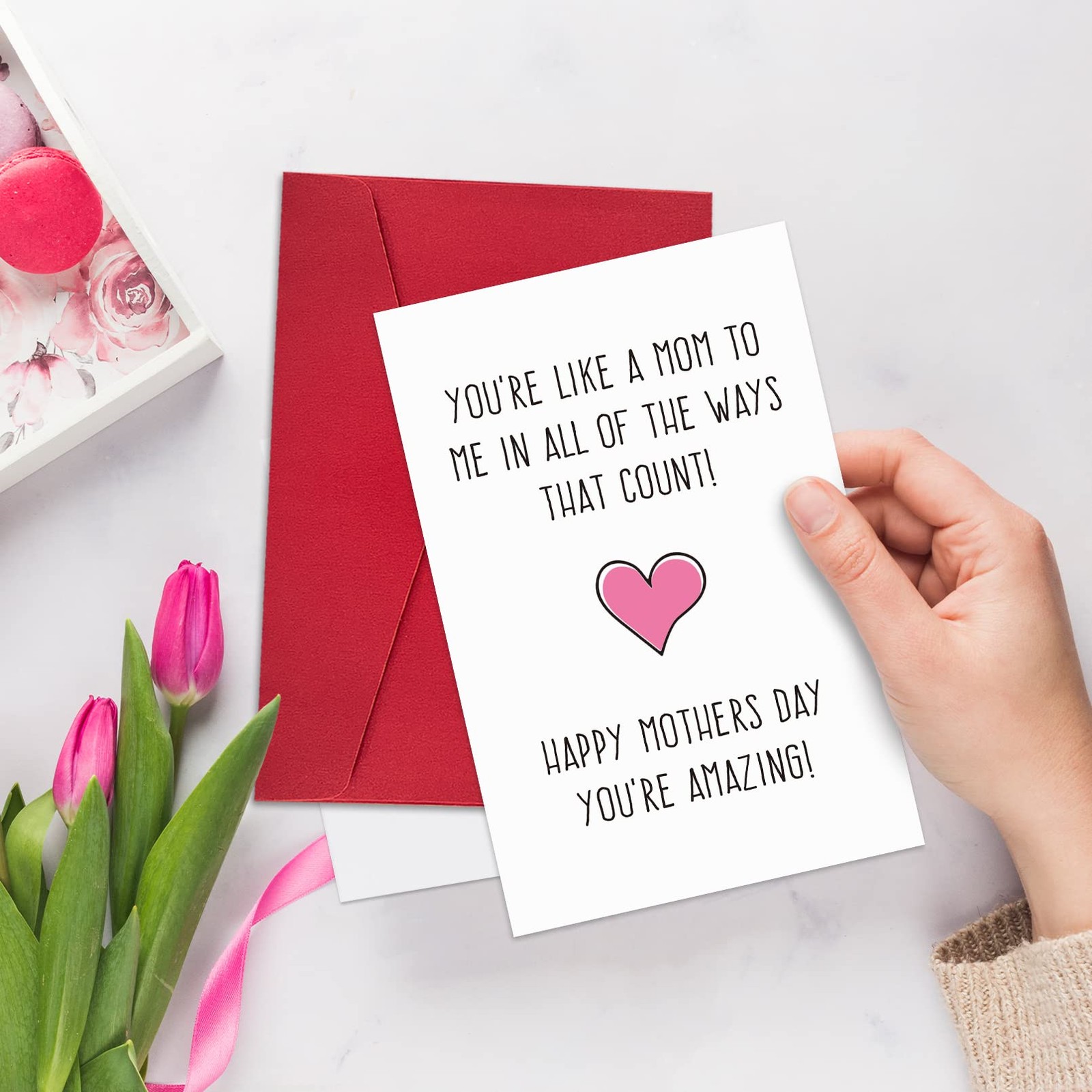 Funny Mothers Day Gifts for Stepmom, Like A Mom to Me Mother’s Day Card Gift, Cu