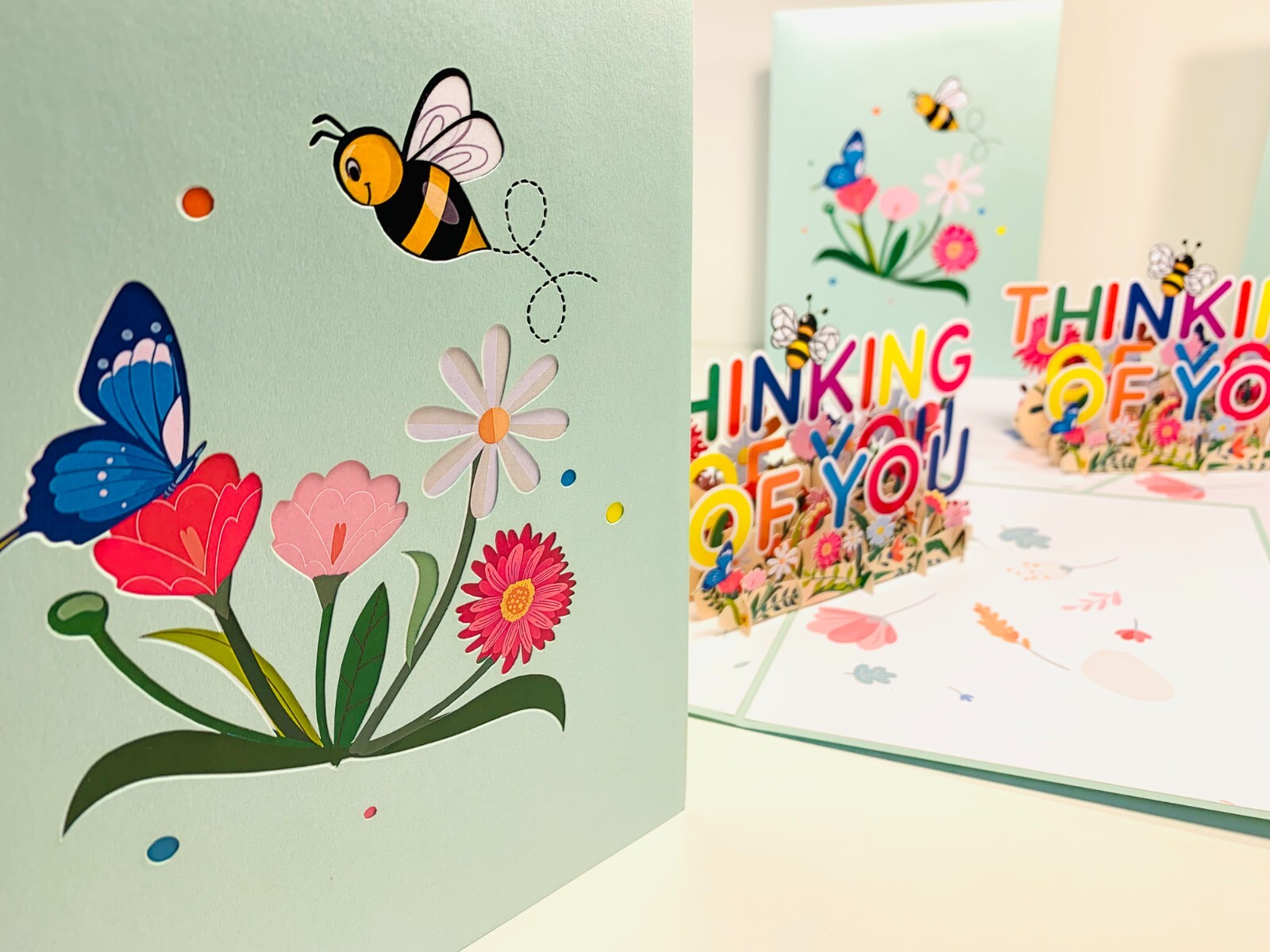Origami Pop Cards Sweetheart Spring Garden Flowers THINKING OF YOU Card Love