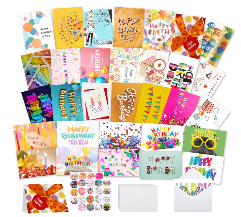 Joyberg 32 PCS Happy Birthday Cards Bulk with Envelopes, 4X6 Assorted Birthday C