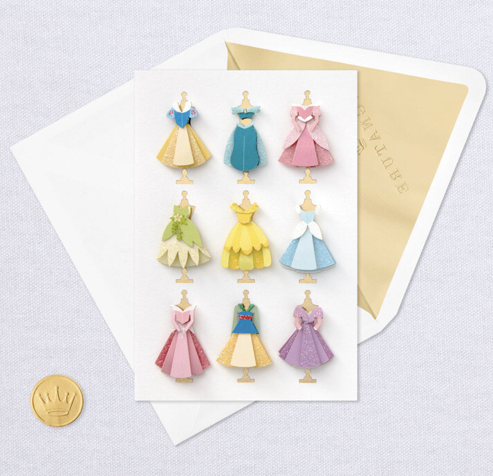 Hallmark Blank Card by Signature ~ 3D Disney’s Princess Dresses ~ Intricate Art