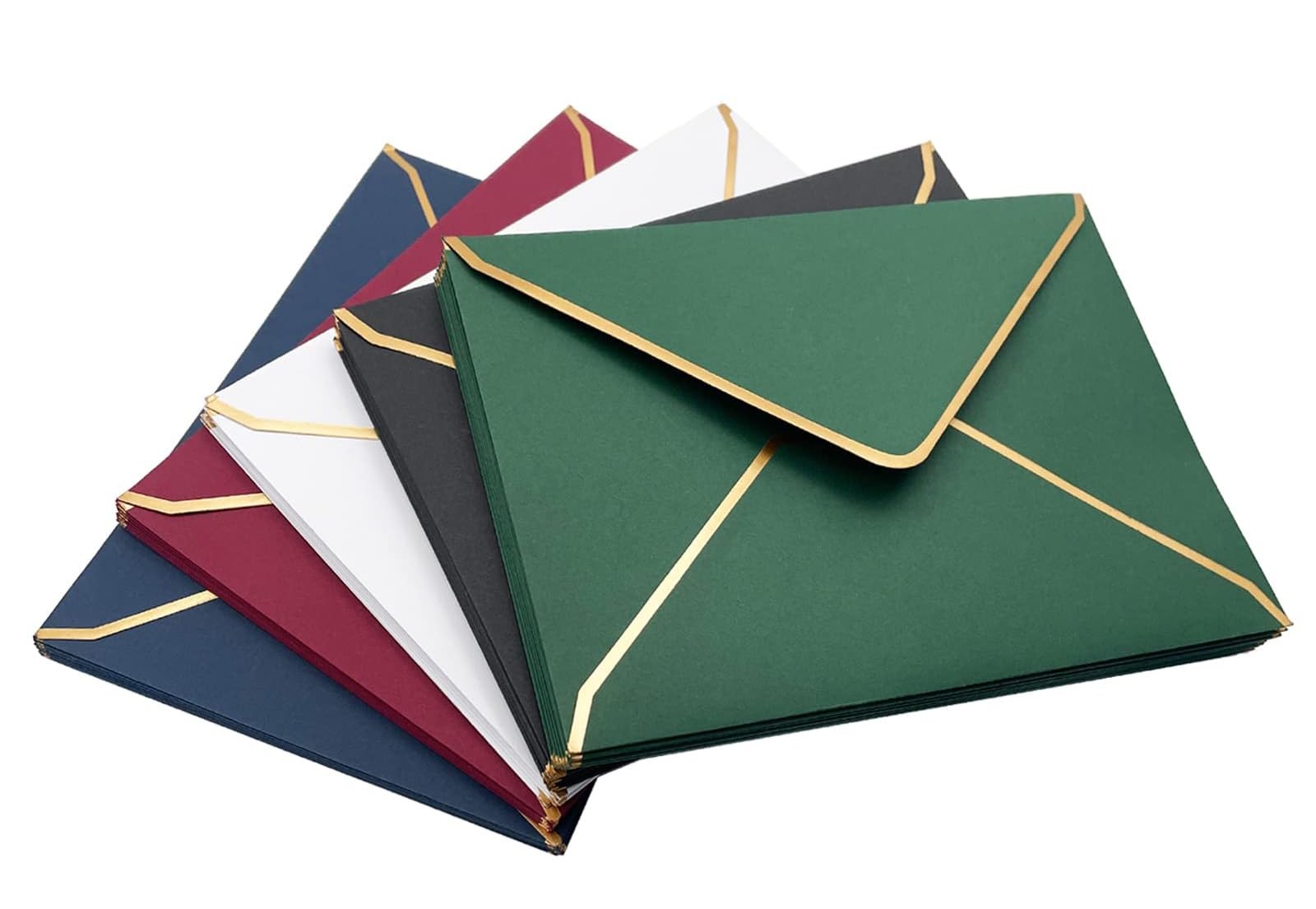 50 PCS A7 Envelope Luxury Invitation VFlap Gold Border 5.31×7.28 Inch