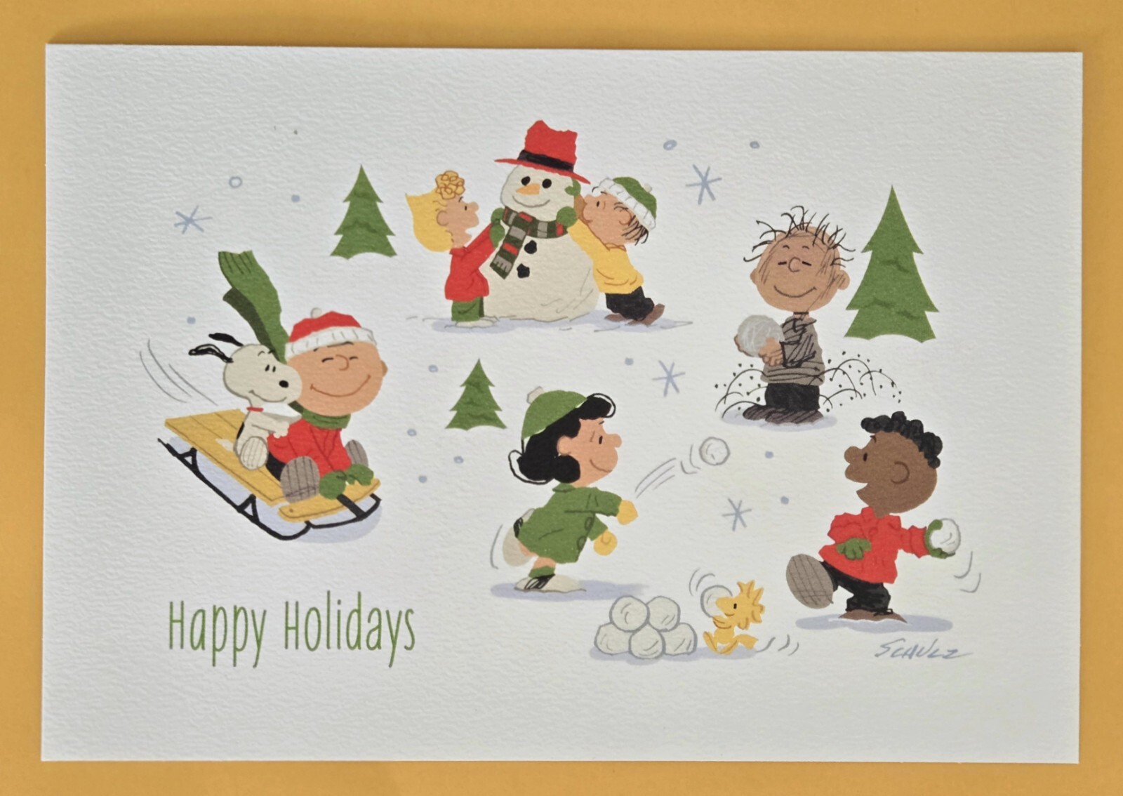 Peanuts “Snoopy & Friends” Merry Christmas Greeting Card (+Envelope 5×7″).