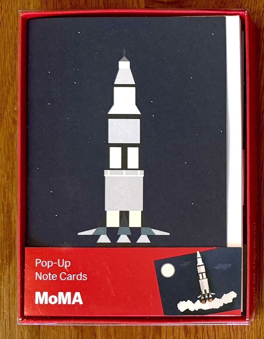 Out of This World POP-UP Note Card Set of 6 MoMA Cards BLANK w Rocket Space NASA