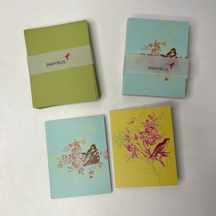 16 Papyrus Blank Cards with Envelopes All Occasions Blue Yellow Birds NO BOX