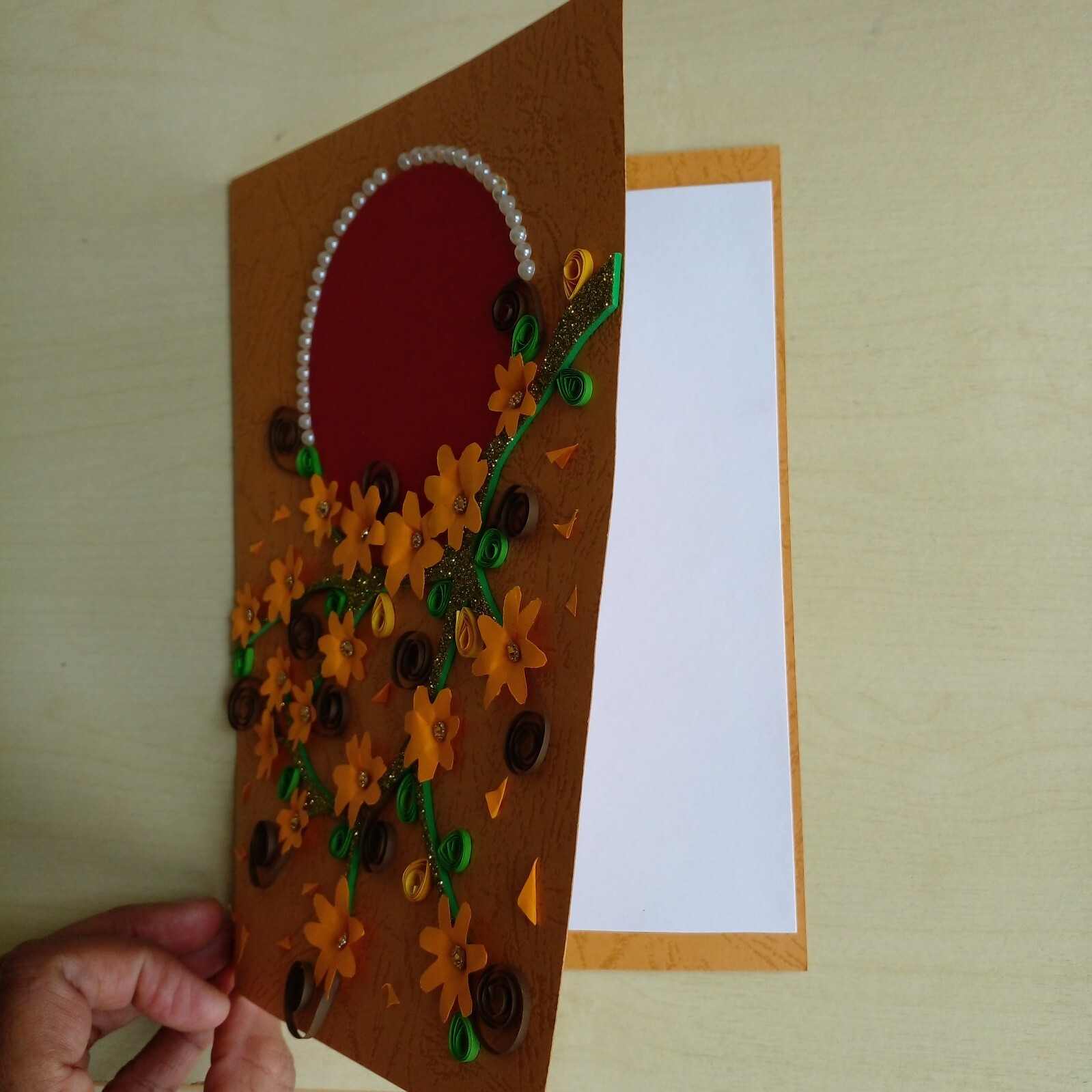 Greeting Cards From Sri Lanka Paper Quilled Handmade Flower Card