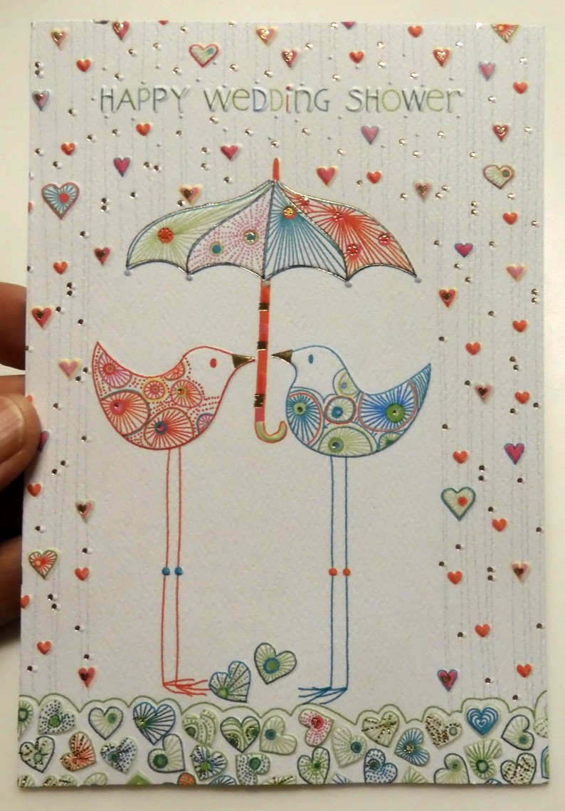 2 American Greetings Cards Turnowsky Happy Wedding Shower Birds & Umbrella