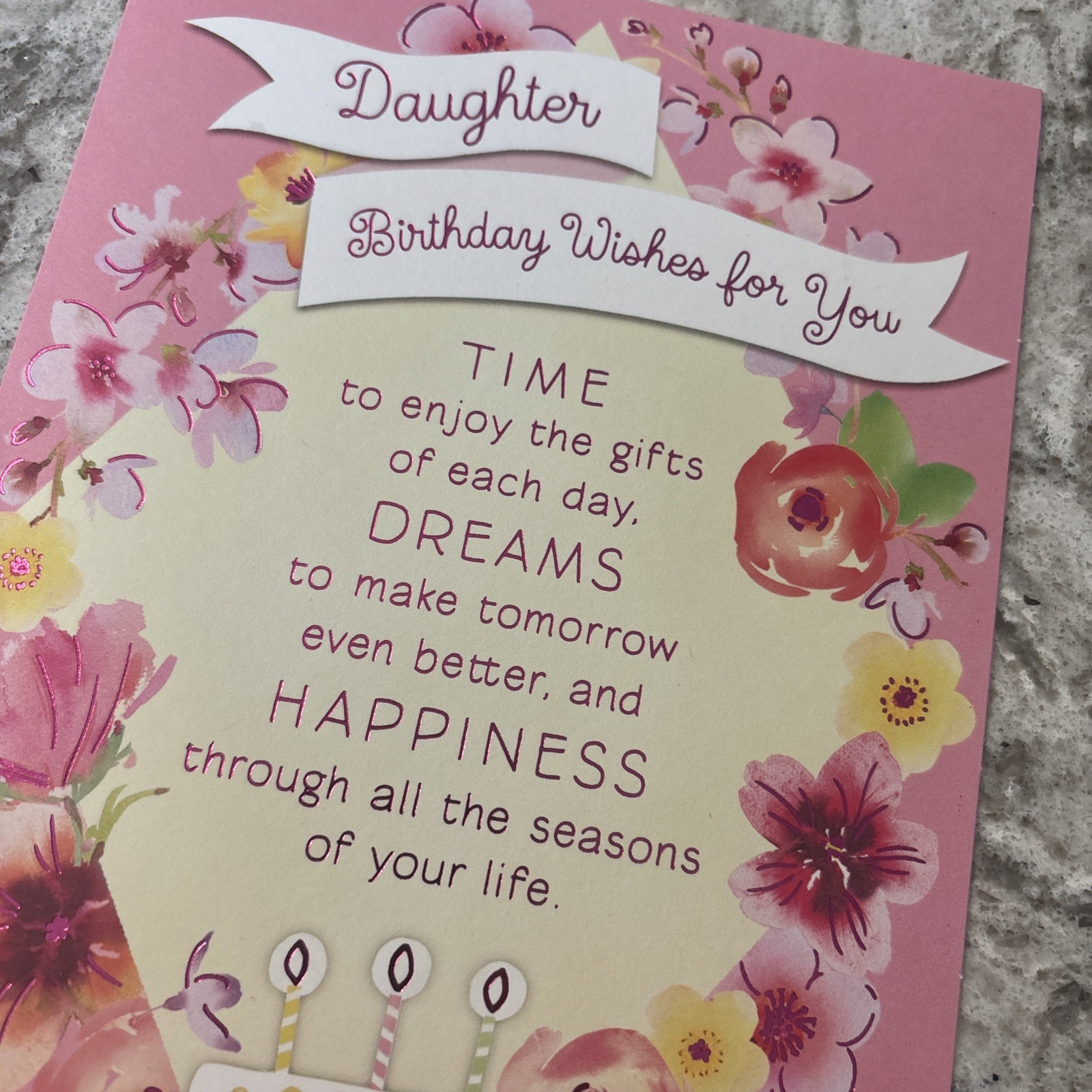 Happy Birthday Daughter Wishes For You 5” X 7” Hallmark Heartline Greeting Card