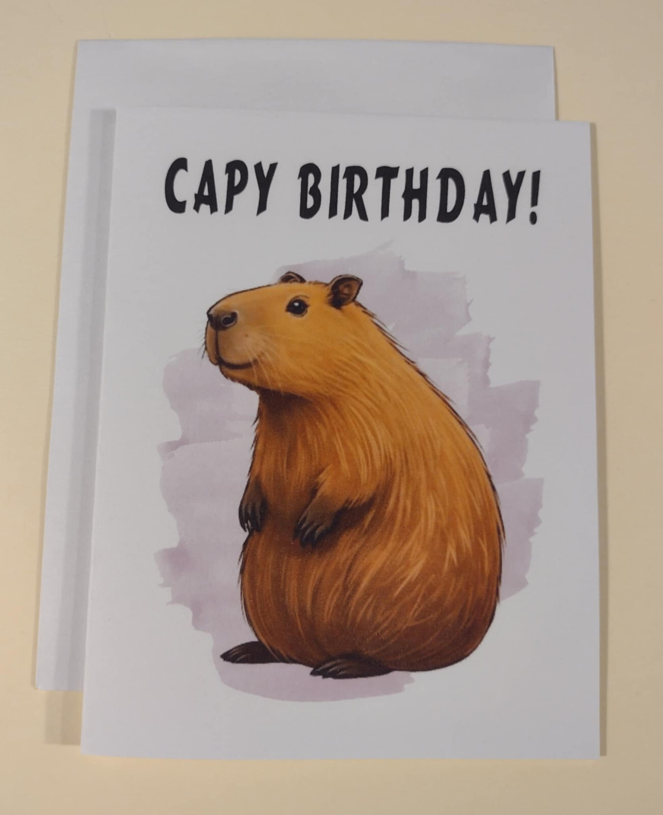 Capy Birthday Capybara Greeting Card, 4.25″ x 5.5″, A2 Size, Blank Inside