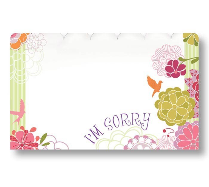 Enclosure Card Beautiful Design Flower Themed I’m Sorry Greeting Gift Pack of 50