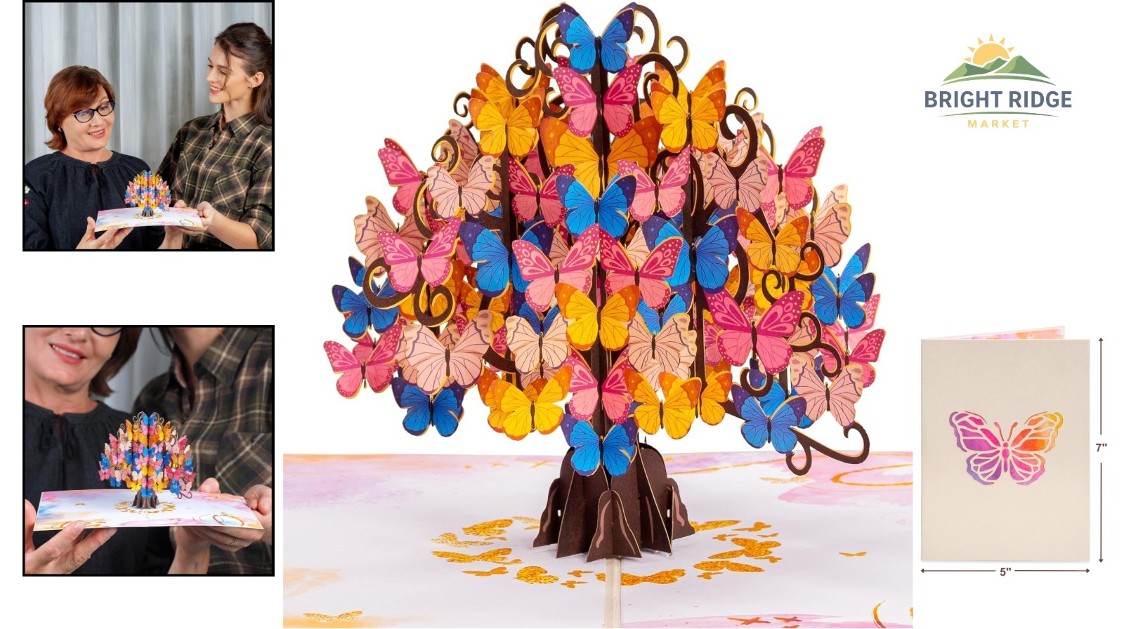 Vibrant Floral Butterfly Tree Greeting Card for Mother’s Day and Special Events