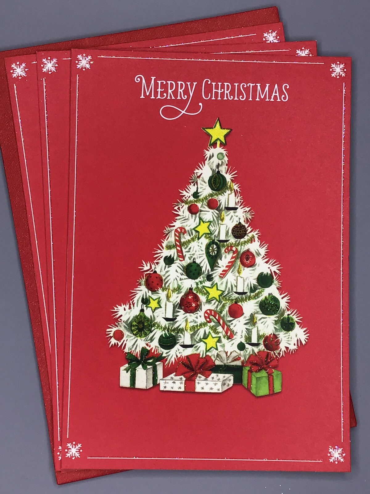 3 Hallmark Merry Christmas Cards Friends Family 8×5.25 Expressions Cute Tree
