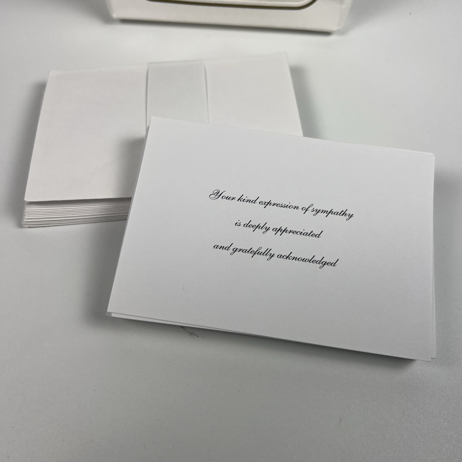 Lot of 100 Sympathy Acknowledgement Cards w/Envelopes – Funeral Thank You Cards