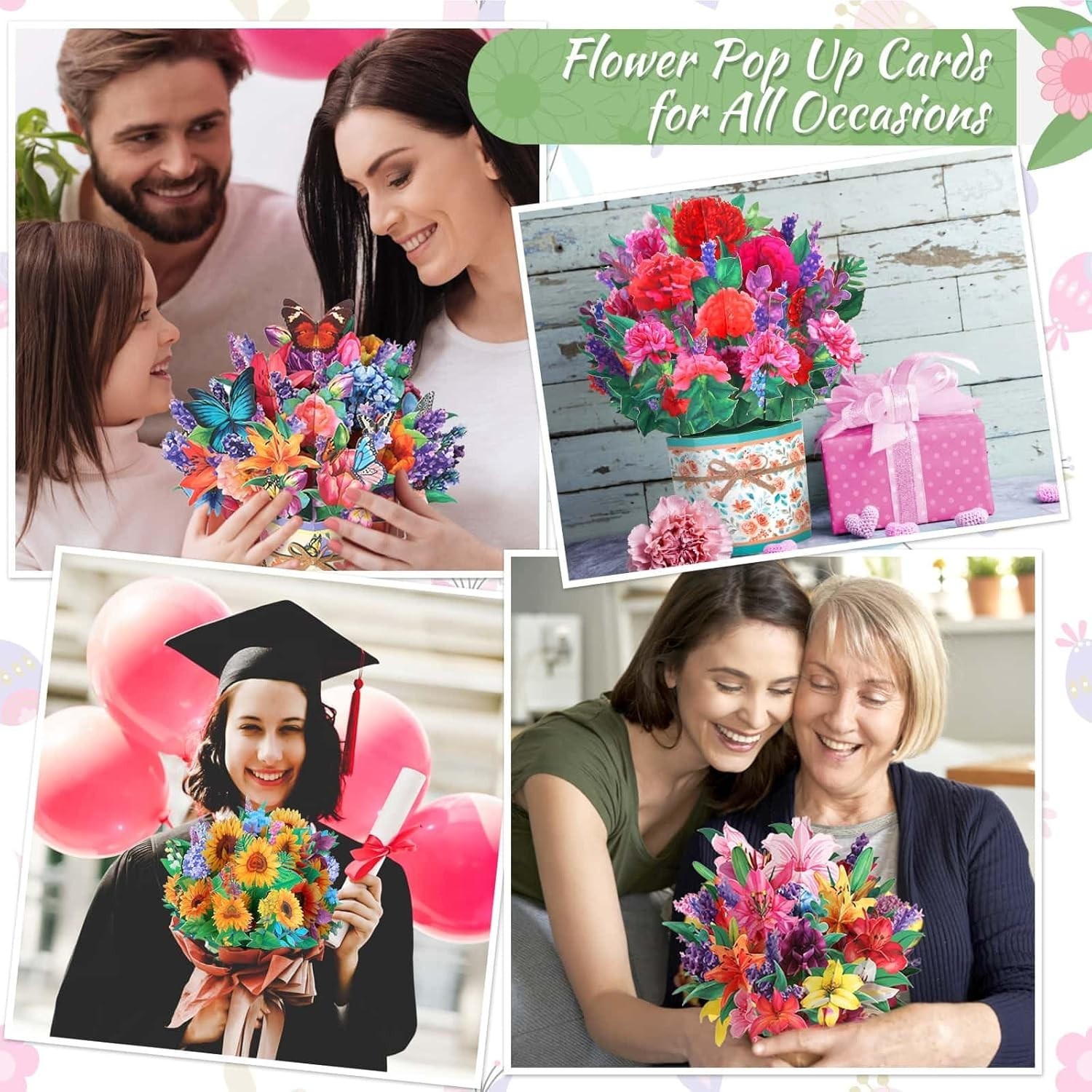 Vibrant 6 Pack Pop-Up Flower Cards: Perfect for Birthdays and Celebrations