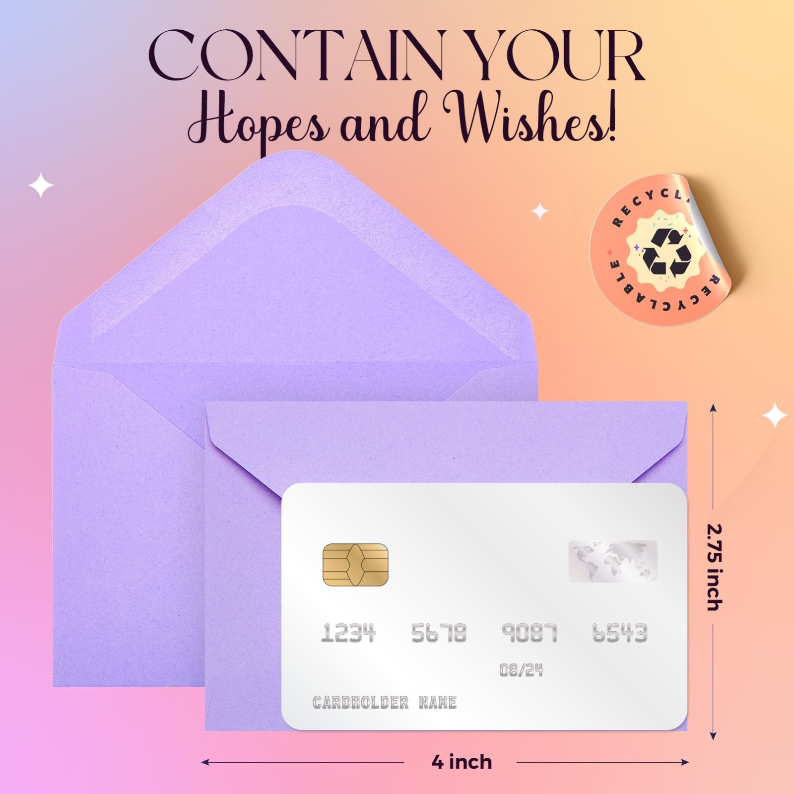 Colorful Tiny Envelopes 50PCS, Fits Credit Cards, Business Cards, Multicolor