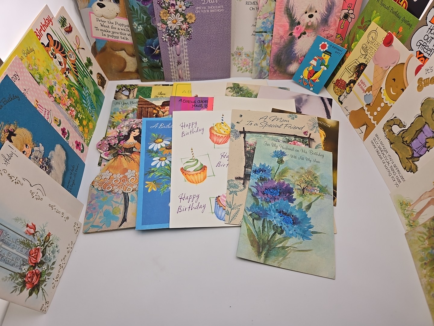 Lot Of Over 100 Beautiful Birthday Greeting Cards Junk Journal Used Ephemera