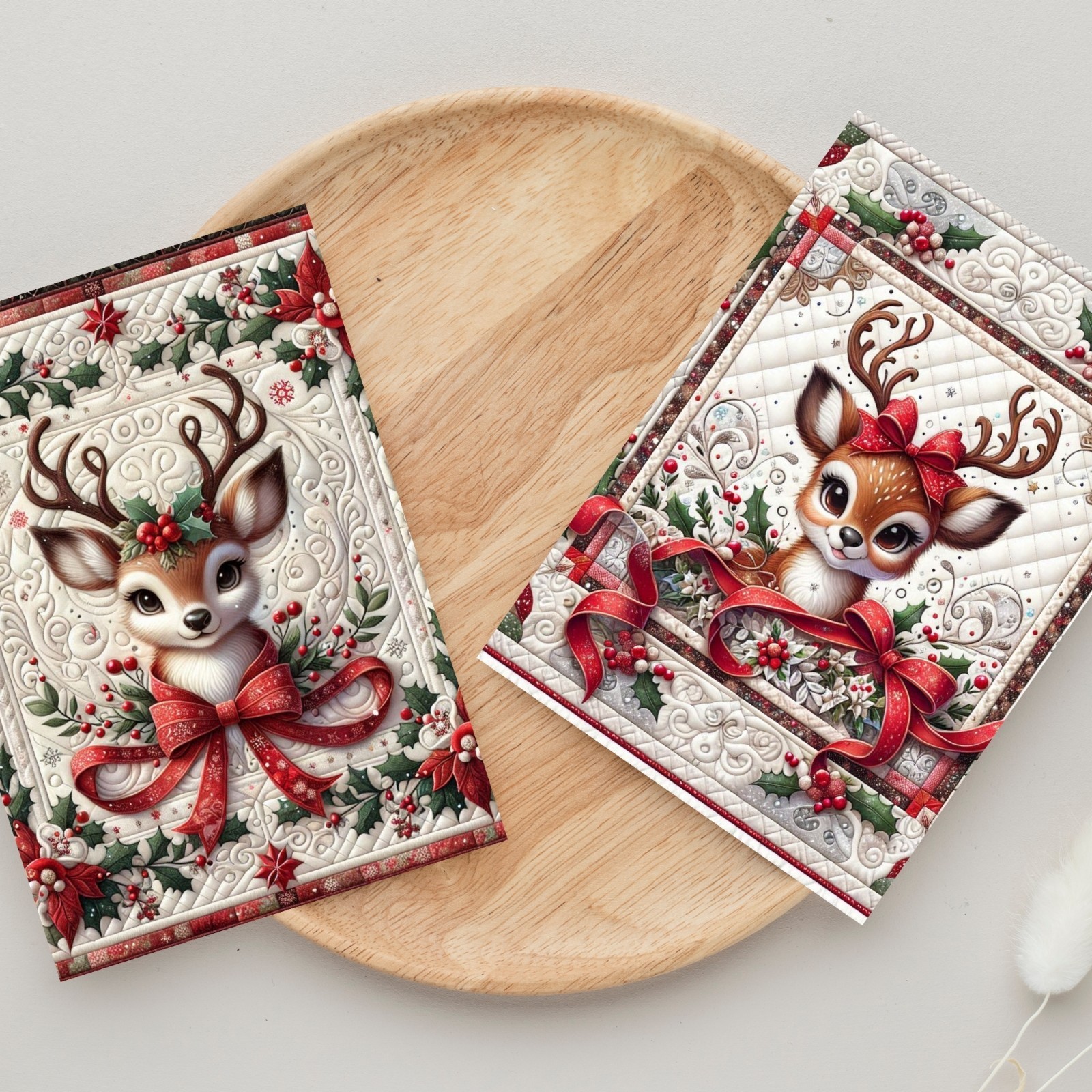 20 Reindeer Christmas Greeting Cards w/ Envelopes Blank Holiday Cards 5×7
