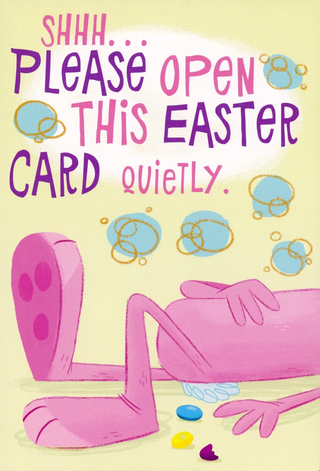 Funny HAPPY EASTER Card, Bunny Jelly Bean Hangover Humor by Hallmark + Envelope